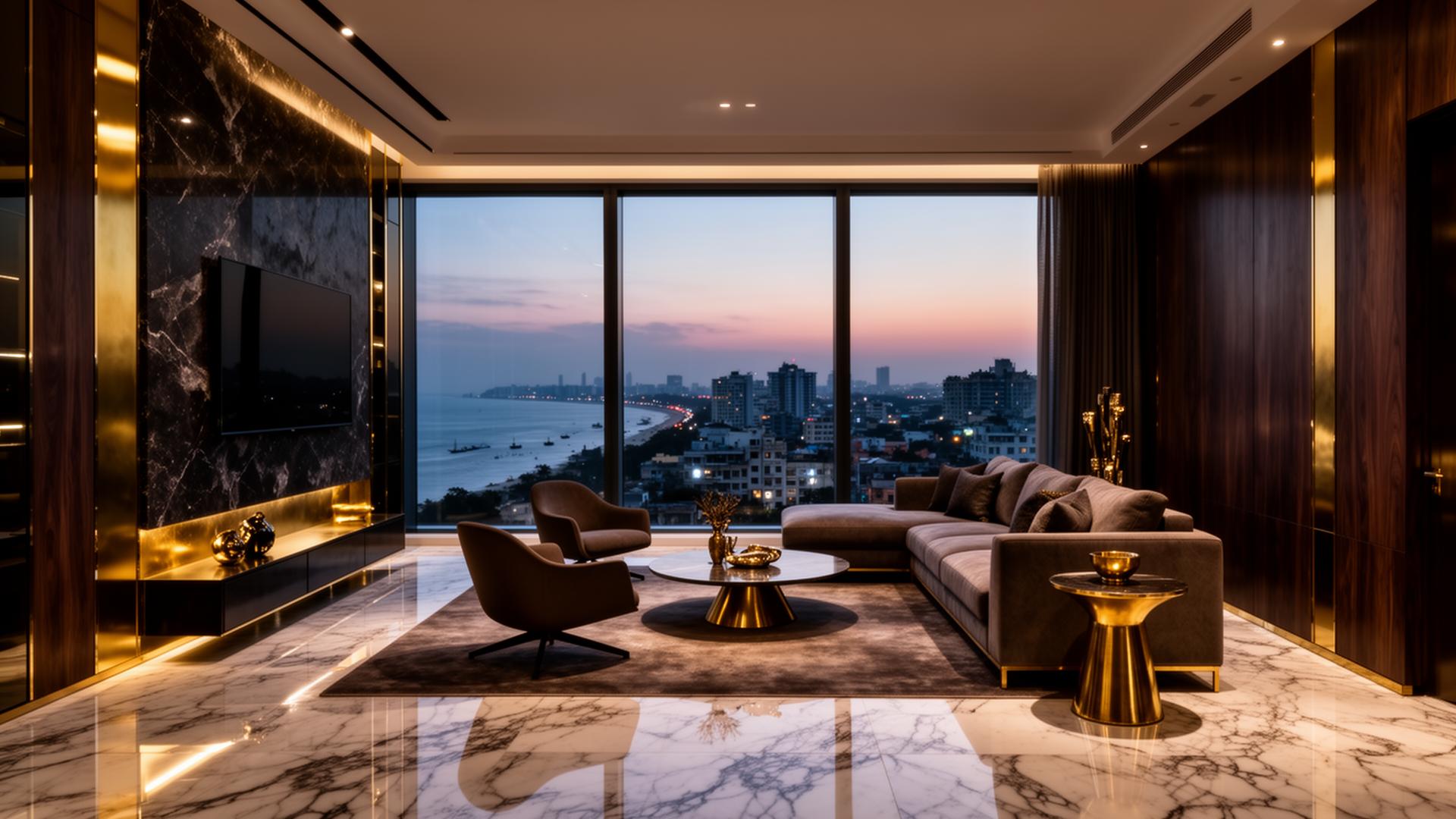 Sea-facing living room interior